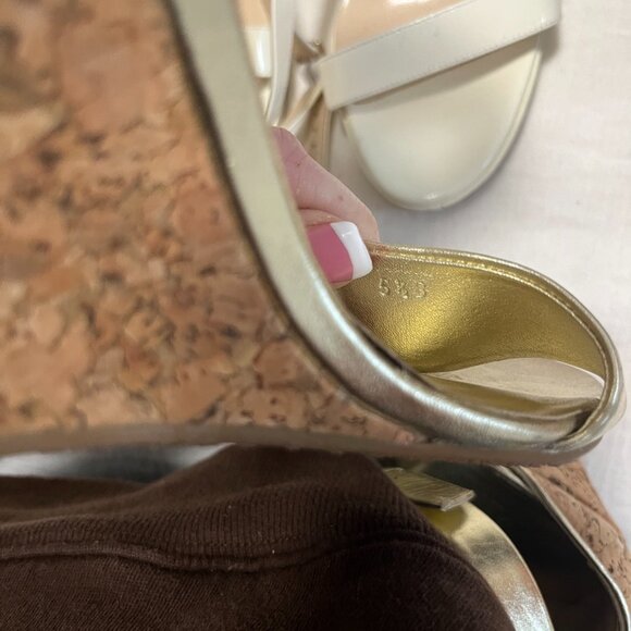 Gucci Gold & Cork Wedge Heel Sandals Size 5.5 - Picture 7 of 7